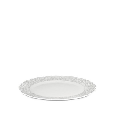 Alessi-Dressed Serving plate in white porcelain with relief decoration